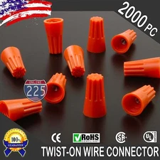 (2000) Orange Twist-On Wire Connector Connection nuts 22-14 Gauge Barrel Screw