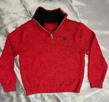 Little Boys Chaps Red & Black Marbled Cotton Sweater, Size 6