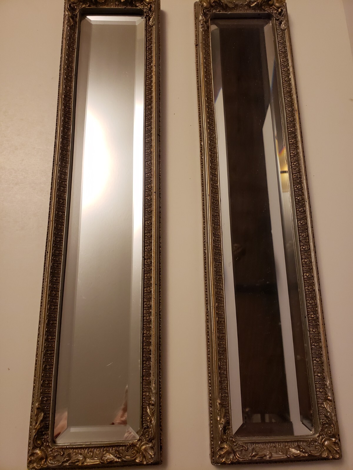Two Tall Narrow Mirrors Beveled Glass 17 x 4 Inches eBay