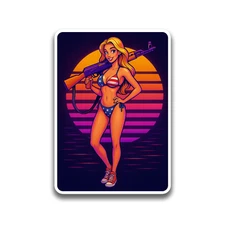 Retro AK47 Bikini Americana STicker 3 Inch Gun Girl Vinyl Decal Waterproof