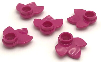 Lego 5 New Magenta Plant Plates Round 1 x 1 w/ 3 Leaves Parts