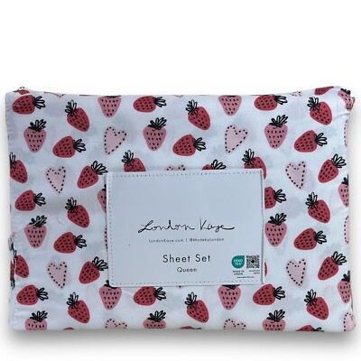 London Kaye Strawberries Queen Sheet Set 4-Piece