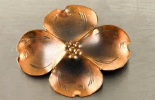 Vintage Copper Stuart NYE Pin Brooch 4 Leaf Clover Flower Floral Antique Rare 