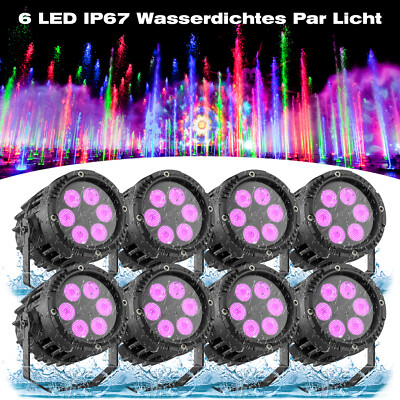 8stk Wasserdichte IP67 90W 6 LED RGB PAR Bühnenlicht Party Outdoor Par Can Disco
