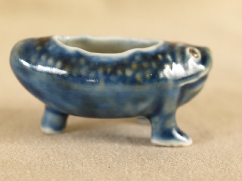 Dinastía Qing Esmalte Azul Rana Dios 8 cm Shui Meng Cepillo Lavado Agua Pitch Rana - Imagen 5 de 10