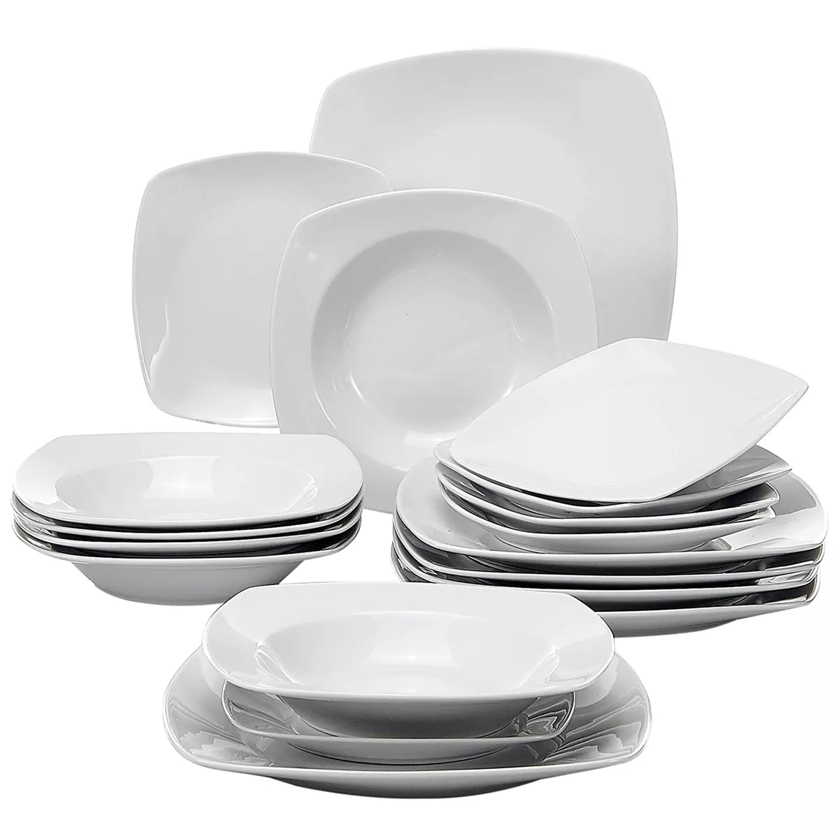 MALACASA 6-Piece White Porcelain Dinnerware in the Dinnerware