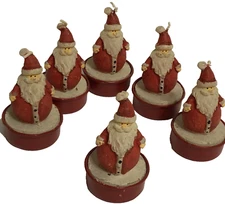 Candles Votive Tea Light Santa Full Body Red Suit Full Beard Hat Mini Lot of 6