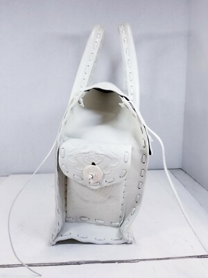 Carving Tribes White Leather Handbag | eBay