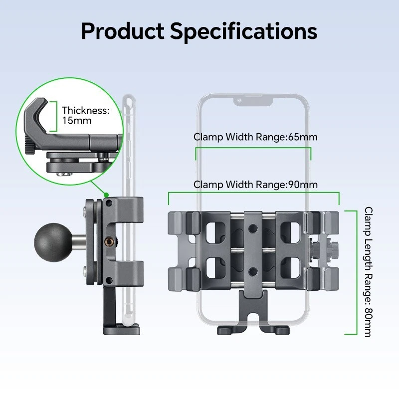 Aluminum Alloy Motorcycle Handlebar Phone Holder for Stable Riding Navigation - Image 4 of 4