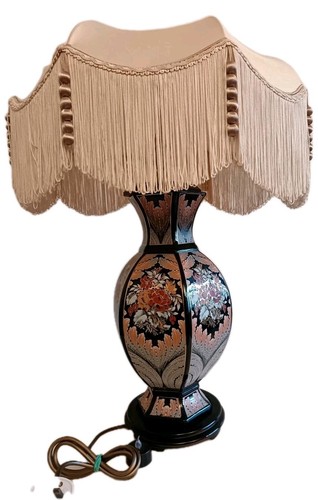 LARGE SHABBY CHIC CERAMIC TABLE LAMP VICTORIAN DOWNTOWN ABBEY STYLE SHADE - Picture 1 of 24