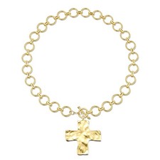 Ten Miro 18k Gold Chunky Cross Necklace For Women Non Tarnish