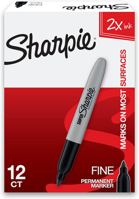 Sharpie Super Permanent Markers, Fine Point, Black, 12 Count - Quick Drying, for