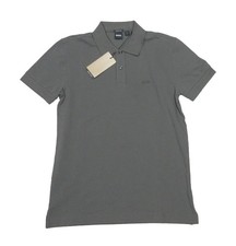 Boss Hugo Boss Men's Gray Firenze Logo Pima Cotton Short Sleeve Polo Shirt S