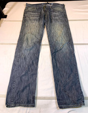 Guess Lincoln Slim Straight Jeans Mens 34x32 Blue Medium Wash Cotton Mid Rise