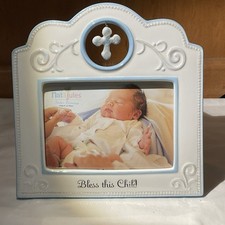 Nat Jules Frame- "Bless This Child" Blue Trim for 4x6" Photo