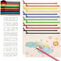 12 Pcs Diy Blanko Stoff FedermäPpchen,Stoffbeutel Zum Bemalen,Malstofftasche