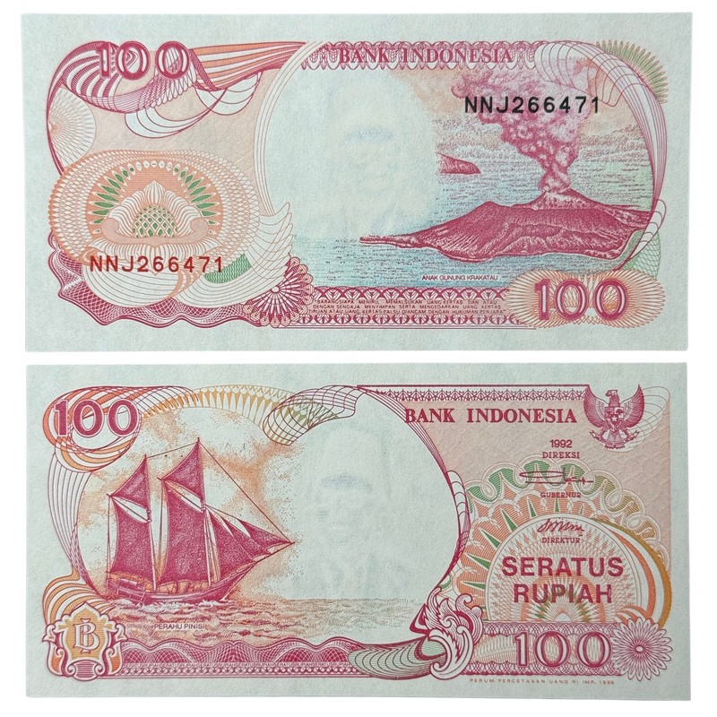 Banknote 100 Rupiah Indonesia 1992 P-127 Uncirculated PC 🇮🇩 🚀 💠
