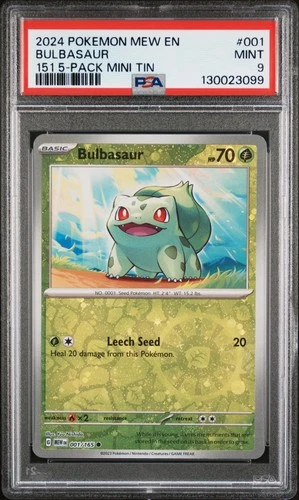 2024 POKEMON MEW EN-151 151 5-PACK MINI TIN #001 BULBASAUR PSA 9