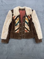 1970 Vintage Patchwork Velveteen Crop Jacket Faux Furr Size Small