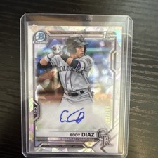 2021 Bowman Eddy Diaz Chrome Prospect Auto Atomic Refractor Auto 2/100 Rockies