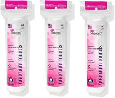 Swisspers Premium Cotton Rounds - 100 Chlorine Free Cotton Face Pads 3 Pack