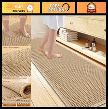 Extra Soft Waffle Bath Mat 72x24 - Absorbent Bathroom Rug, Brown Color