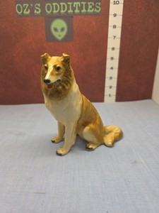 Mortens Studio Sitting Collie Dog Figurine Vintage Ceramic Tan 6 Inch Tall