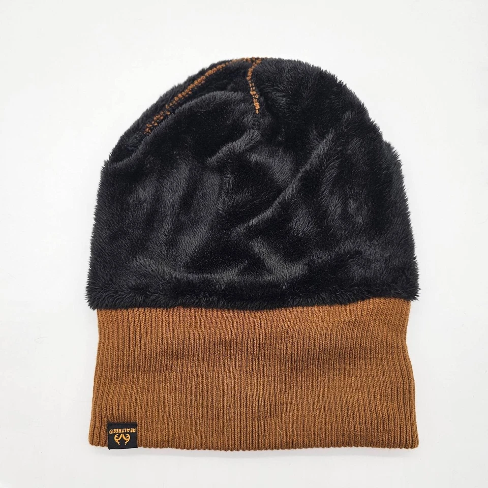 Realtree Mens Beanie Cap Hat Brown Ski Knit Insulated Cold Fall Winter Lined - Image 3 of 4