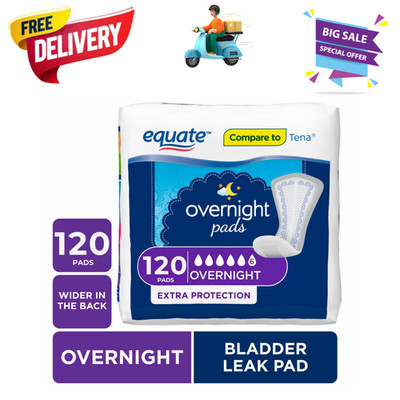 Equate Women Overnight Incontinence Pads 120 Count Unscented Absorbency