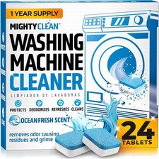 MIGHTY CLEAN Washing Machine Cleaner Tablets 24 Pack - 1 Year Supply, Septic Saf