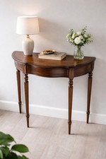 Elegant Vintage Half Moon Console Table Inlaid Mahogany Style Hall Table