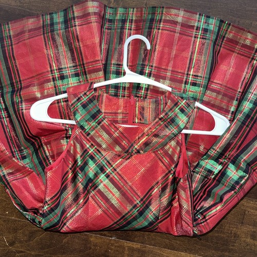 Bonnie Jean Red Metallic Plaid Girl halter dress size 8 - Picture 6 of 9