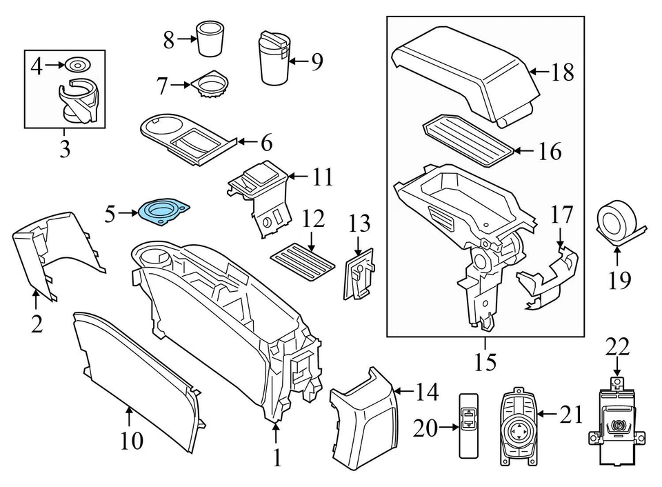 2018-2021 BMW I3S - Center Console CUP Holder RING 9283138 - Image 4 of 4