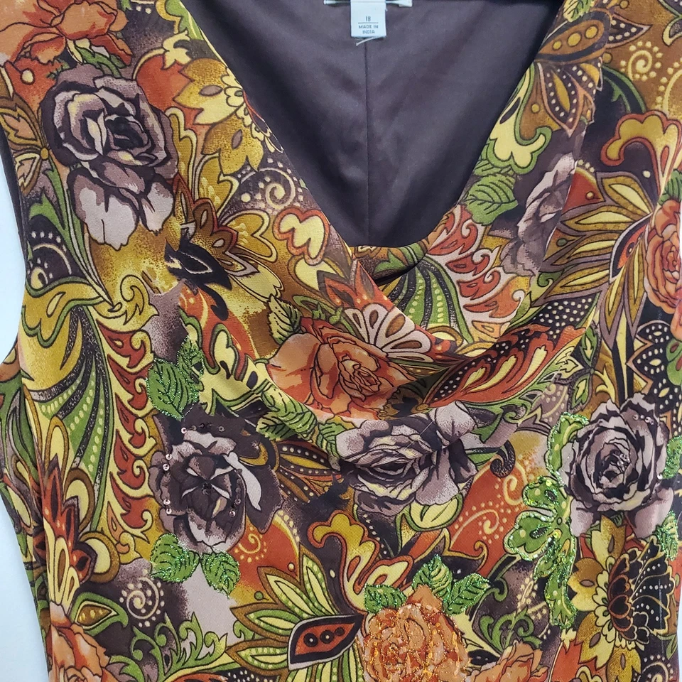 Cato Womens Y2K Forest Fairy Grunge Asymmetrical Midi Dress Size 18 Brown Artsy - Image 2 of 4