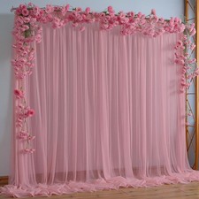 2 PCS 10x10FT Dusty Rose Sheer Tulle Backdrop Curtains Photo Ceiling Drapes