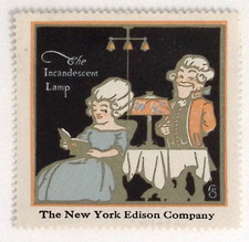 1915 New York Edison Cp The Incandescent Lamp Home Lighting Poster Stamp 2x2"