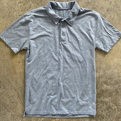 True Classic Polo Shirt Men s L Heather Blue Cotton Blend Short Sleeve