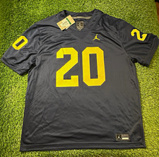 Jordan Michigan Wolverines Mullings 20 Football Jersey Blue/Yellow Size XL