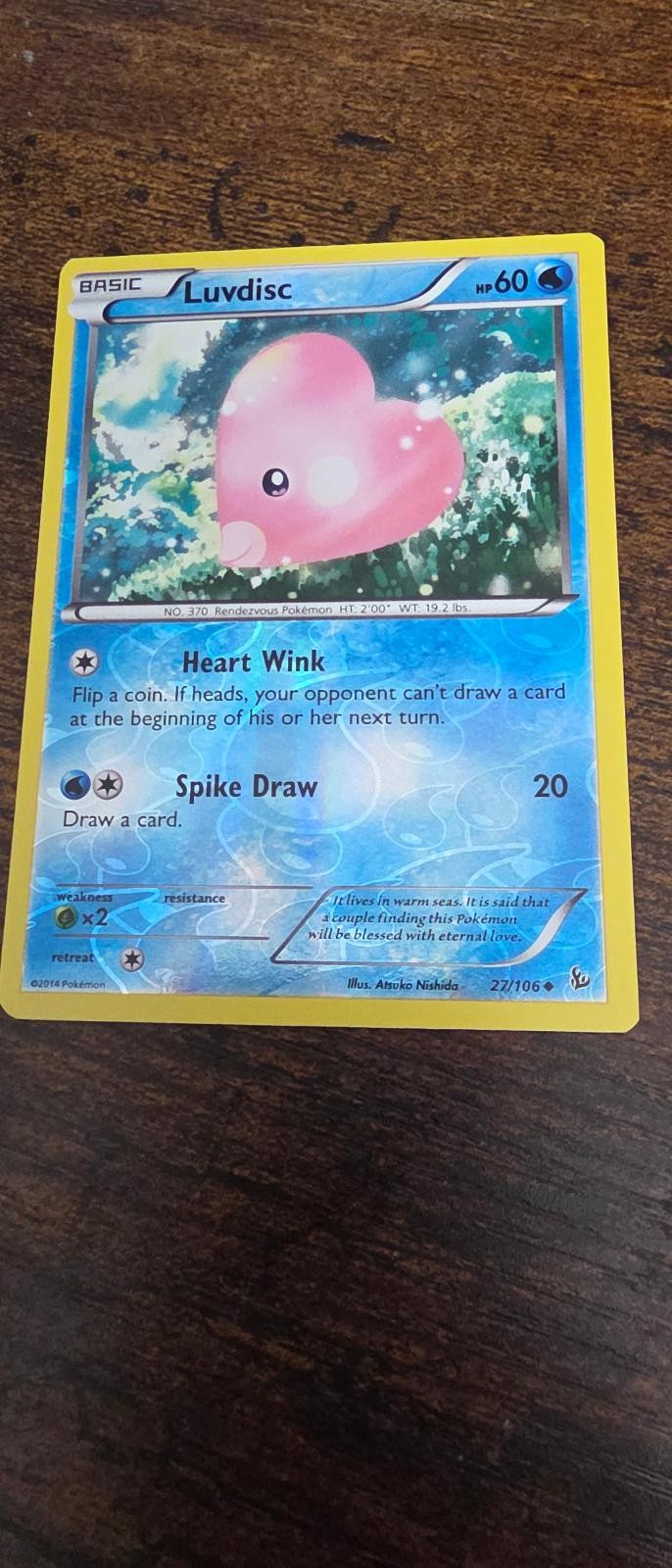 Luvdisc 27/106 Uncommon Flashfire Pokemon Reverse Holo Lightly Played