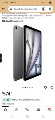 Apple iPad Air 11-inch (M3) A3267 128 GB, Wi-Fi + 5G, 11 in