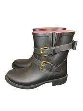 Kate Spade Pamela Black Moto Rubber Rain Boots Women’s Size 6m