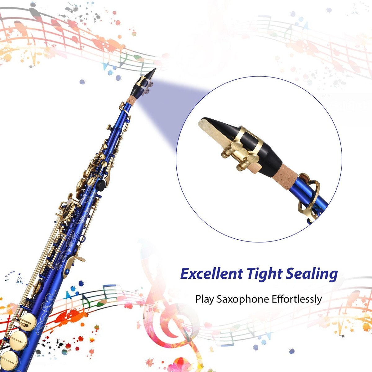 Btuty Brass Straight Soprano Sax Saxophone Bb B Flat Woodwind