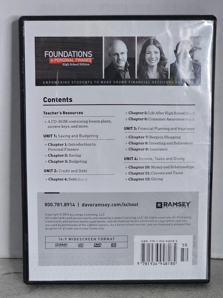 Foundations in Personal Finance for Homeschool, High School Ed. DVDs Dave Ramsey - Image 2 of 4