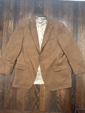 Hart Schaffer Marx Gold Trumpeter Italy Cashmere Blazer Made USA Caramel 44R