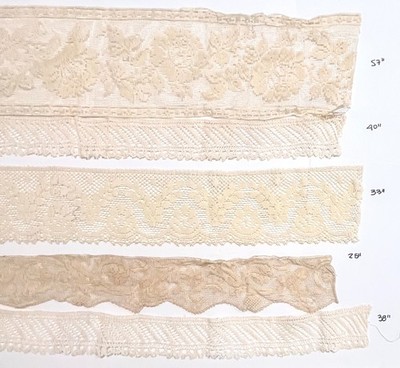 Lot 5 Victorian Bobbin Hand Made Lace Trim Embroidery Yards Border Antique H
