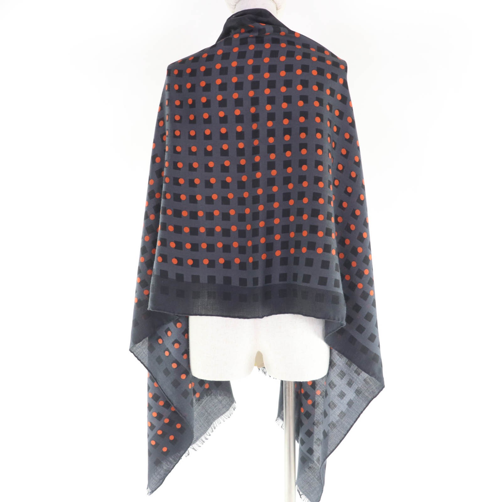Pristine HERMES Stall Dot design large shawl with… - image 5