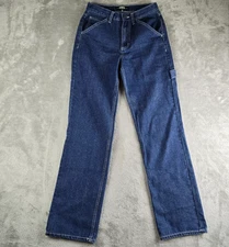 Rewash Jeans Womens 3/26 Blue Denim Dark Wash High Rise Carpenter Baggy