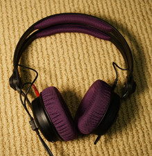 Sennheiser HD 25-1 II 70 Ohm DJ Headphones - Purple Polyester Aftermarket Covers