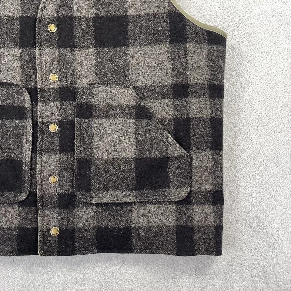 Chaleco Vintage CC Filson Para Hombres XL Reversible Lana Lona Bolsillos a Cuadros Caza EE. UU. Foto 3 de 4