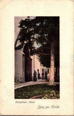 Heiligkreuz Cham Gang Zur Kirche Switzerland Vintage Postcard